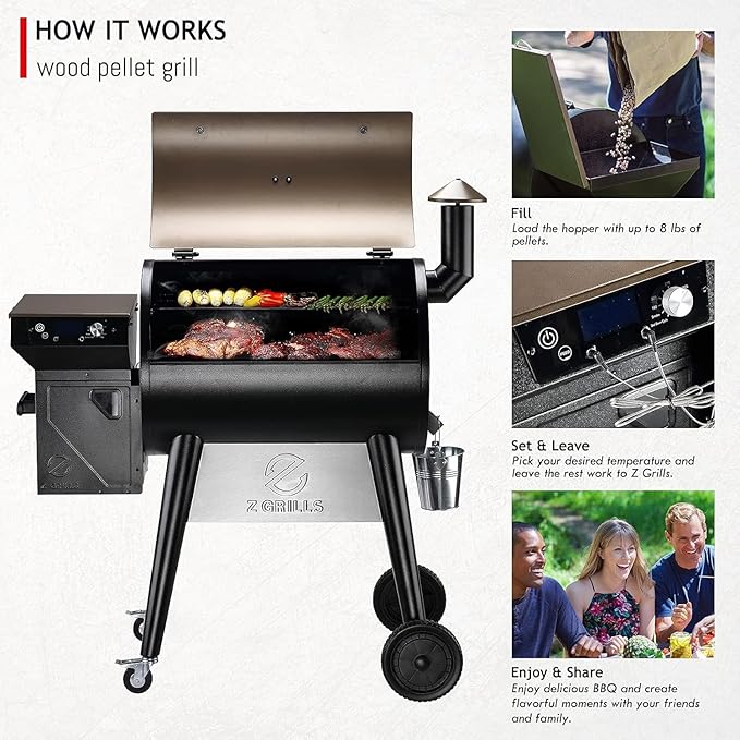 Z GRILLS 2025 Upgrade 8-in-1 Electric Wood Pellet Grill &amp Smoker with PID V3.0 Controller LCD 697 Sq InMeat Probes Easy Hopper Clean-out &amp Grill Cover