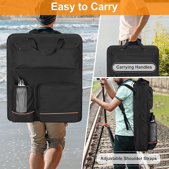 HODRANT Solar Panel Storage Bag Travel Backpack Compatible with Jackery SolarSaga 100W 100X 200W Padded Carrying Case for 2 Panels Portable Carrier with Pockets