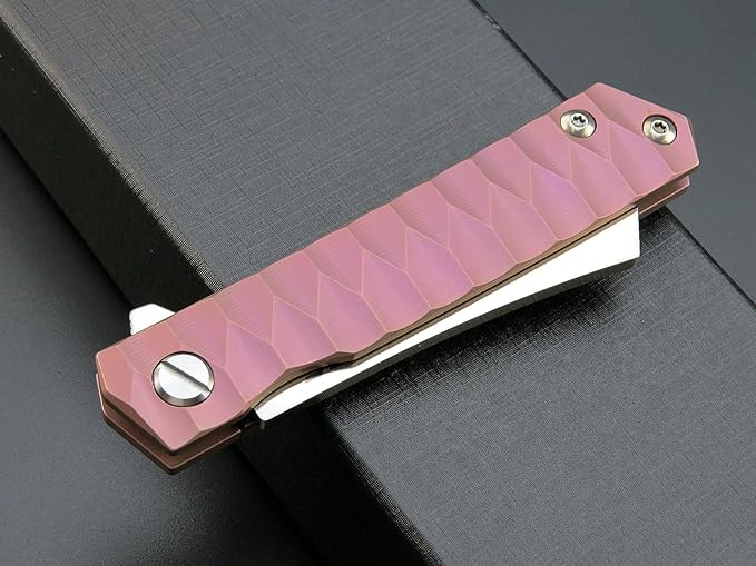 Eafengrow EF97 Pocket Knife Folding Knives D2 Steel Blade Titanium Handle Camping Outdoor Tools Knife EDC Hand Tool(purple)