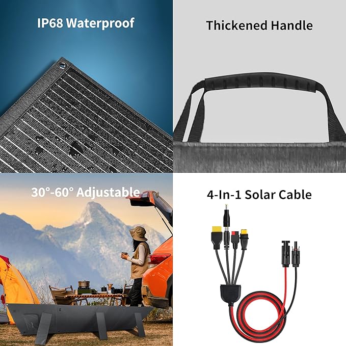 400W Portable Solar Panel for Power Station Generator400 Watt Foldable Solar Panel Charger with MC4 Output3-in-1 DC Connector23.5% High Efficiency for Outdoor Camping RV Travel (400W)