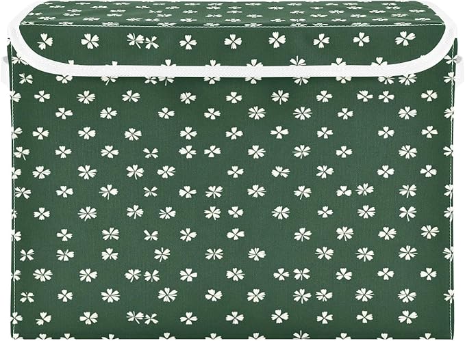 St. Patrick's Leaves Fabric Storage Bins with Lids and HandleFoldable Storage Bins with LidsCloset Organizers for Clothes Storage Room Organization Office Storage Chest Organizer