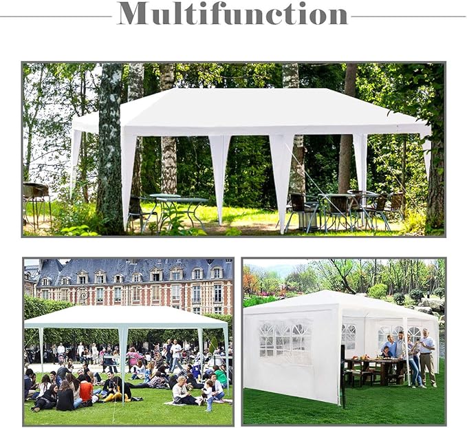 TANGKULA 10 x 20 Feet Outdoor Canopy Tent Wedding Party Tent with Removable Sidewalls Pavilion Canopy Cater for Party Events Backyard White