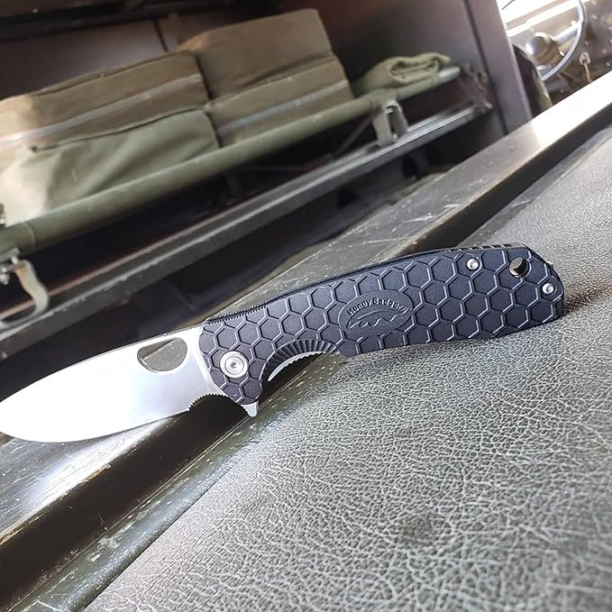 Honey Badger Large Pocket Knife EDC Drop Point Folding Utility Knife 3.6 Steel Blade Reversible Pocket Clip - (3.8oz) Drop Point Large Black HB1001