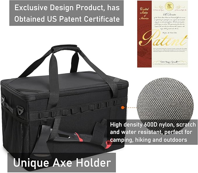 Tactical Camping Storage Bag Utility Tote Bag Camping Kitchen Organizer with Axe Holder &amp Shoulder Strap