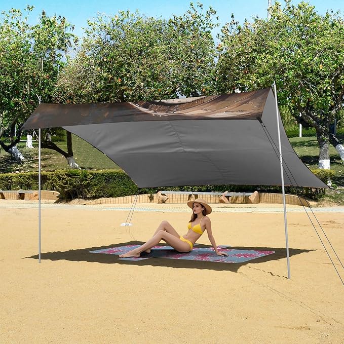 ALAZA White Wine Barrel Beach Tent Sun Shelter Portable Canopy Sunshade for Outdoor Camping Picnics Backyard Fun 10x9 ft