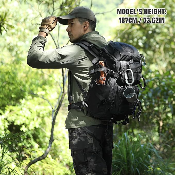 45L Tactical Backpack Military Molle Backpack with 17 Laptop Compartment Survival Large Hiking Travel Rucksack for Outdoors
