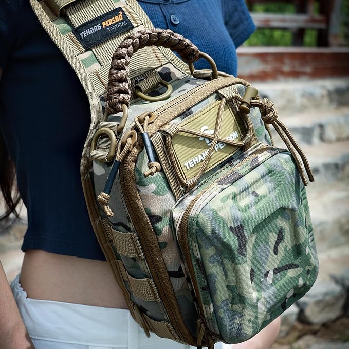 Tactical Hard-Shell Chest Pack men's multi-functional single-shoulder crossbody bag for outdoor cycling water-resistant (dark night)