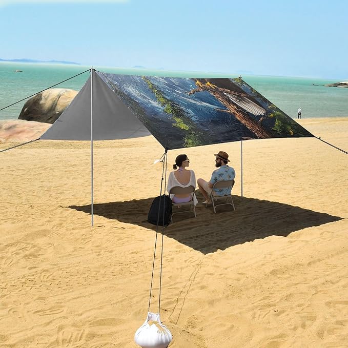 ALAZA Eagles on Tree Mountains Forest Beach Tent Sun Shelter Portable Canopy Sunshade for Outdoor Camping Picnics Backyard Fun 10x9 ft