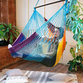 Caribbean Hammock Swing Chair with Spreader Bar Large Hammock Chair Hand Craft Rope Hanging Chair Outdoor Indoor Bedroom 330 LBS Weight Capacity Rainbow