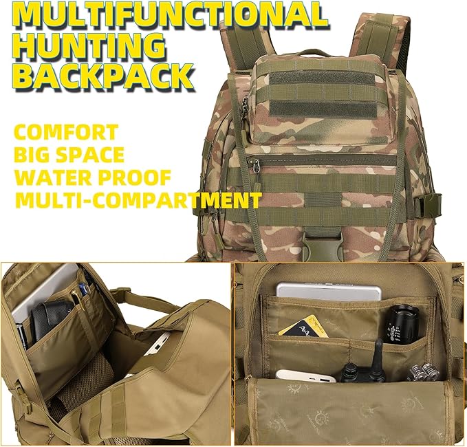 50L Military Tactical Backpack Hiking Waterproof Backpack Large Military Pack 3 Day Assault Pack Molle Bag Rucksack