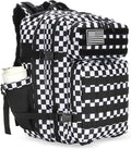 45L Tactical Assault Backpack 3 day assault pack with Molle Waterproof backpack Rucksack for Tactical Backpacks (Black and white check)