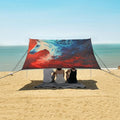ALAZA Red &amp Blue Flame Horse Beach Tent Sun Shelter UPF50+ Protection Beach Shade Canopy w/ 4 Sandbags for Outdoor Camping Fishing Backyard Fun Picnic 10x9 ft