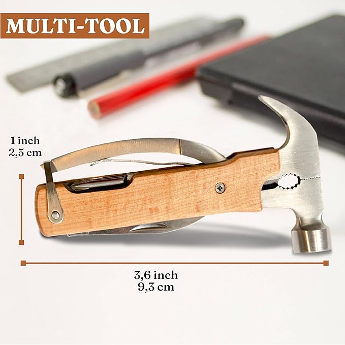Custom Pocket Knife for Men Personalized Gift for Men Custom Engraved Multitool Multiple Tools for Wooden Handle Cool Birthday Christmas Fathers Day Gift for Dad Husband Grandpa