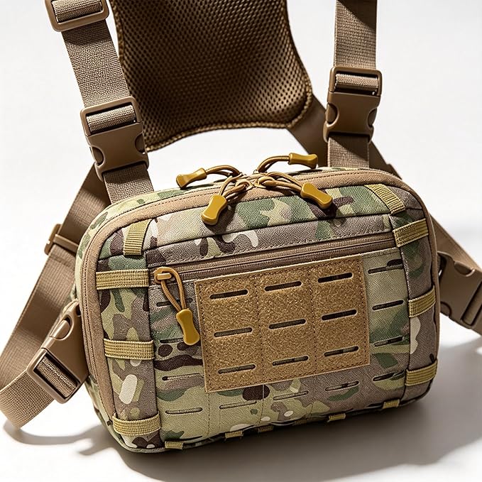 Tactical Chest Pack EDC Chest Bag Utility Molle Chest Rig Pouch with CCW Compartment Adjustable Strap Admin Pouch