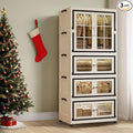 SunSettler Collapsible Storage Bins with Lids Folding Storage Cabinets with Doors Stackable Organizers Cabinets Closet Organizers and Storage for Home Dorm (3+1 Transparent Plus)