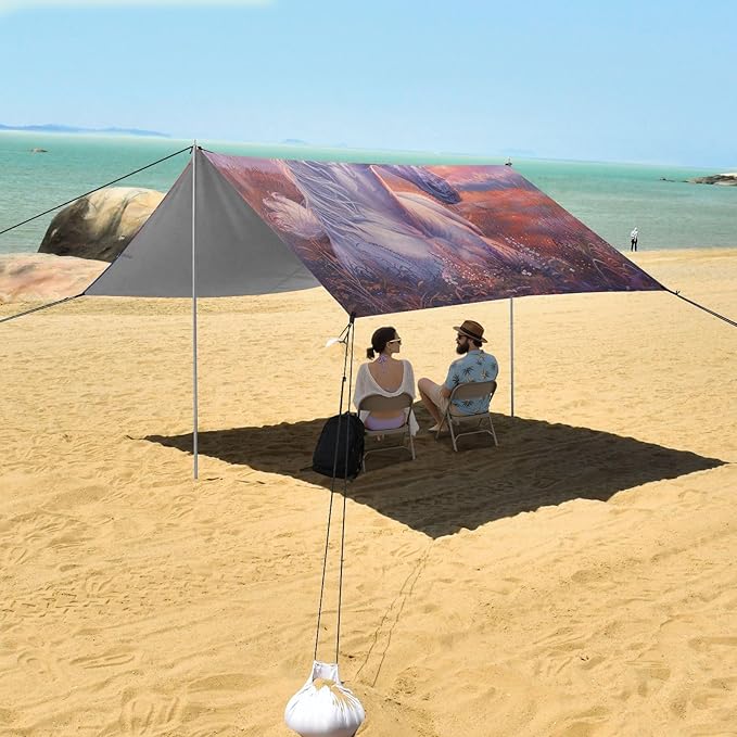 ALAZA Unicorn at Sunset Beach Tent Sun Shelter Portable Canopy Sunshade for Outdoor Camping Picnics Backyard Fun 10x9 ft