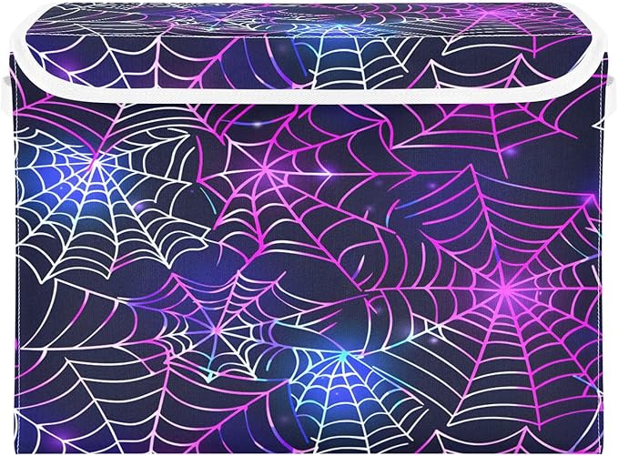 senya Halloween Baskets Collapsible Storage Bins with Lids Halloween Spider Web A Storage Boxes Clothes Baskets for Organizing