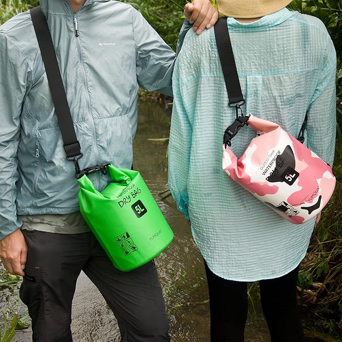 YUMQUA 5L Waterproof Dry Bag Bundle with 2 Pack Large Waterproof Phone Pouches