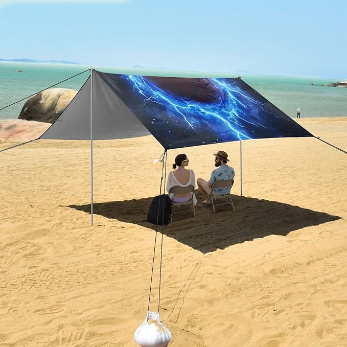 ALAZA Lightning Basketball Beach Tent Sun Shelter Portable Canopy Sunshade for Outdoor Camping Picnics Backyard Fun 10x9 ft