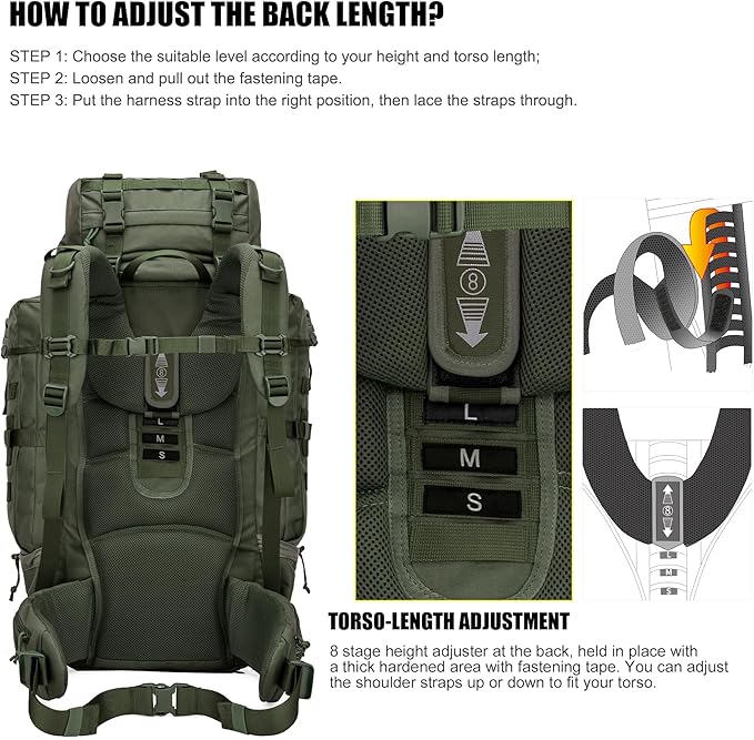 Mardingtop 70L Internal Frame Backpack for HuntingCampingHiking Backpacking Backpack with Rain Cover
