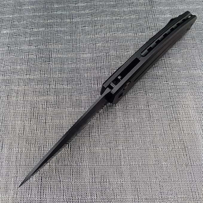 3.31'' D2 Steel Blade Aluminum Handles Manual Opening Folding Knife with Pocket Clip Camping EDC Tools Survival Knives Christmas Gift for Men and Women (Black Serrated Blade)