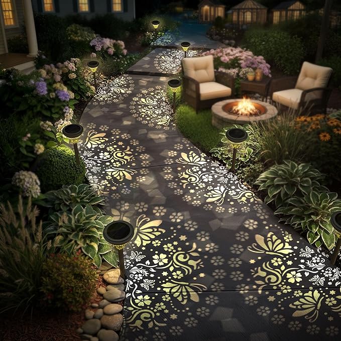 twinkya 4 Pack Solar Lights Outdoor Waterproof Decorative Solar Garden Lights for Outside Bright Led Metal Solar Powered Pathway Landscape Light for Yard Path Backyard Walkway Sidewalk Patio Decor