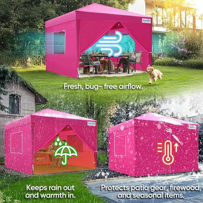 Quictent Privacy 8x8 Pop up Canopy Tent with Sidewalls and Roll-up Ventilated Windows One Person Easy Setup Outdoor Commercial Gazebo Shelter Enclosed Waterproof Bonus 4 Sandbags