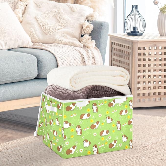 Storage Box Guinea Pigs Closet Storage Bins with Lids Foldable Oxford Fabric Storage Box for Home Bedroom Closet Office (16.5x12.6x11.8 in)
