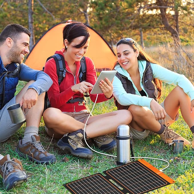 20W Small Solar Panel Charger 5V USB-A USB-C Foldable Portable Lightweight ETFE Power Emergency Panel IP67 Waterproof Hiking Camping Backpacking for Phones Tablets Power Bank