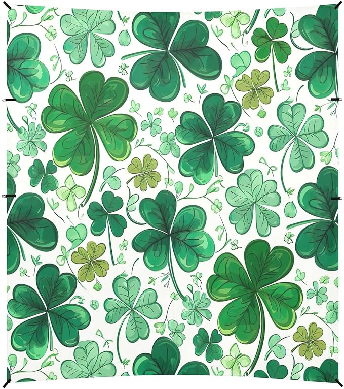 St Patrick's Day Clover Beach Tent Sun Shelter Set UPF50+ UV Protection 10.5 x 9.19 FT Camping Shade Canopy with Sandbags Sand Anchors Carrying Bag and Others