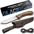 BeaverCraft Bushcraft Knife Full Tang Fixed Blade for Camping &amp Hiking – Bush Knife Carbon Steel Blade with Leather Sheath – Camp Outdoor Knives Scandi Grind BSH2 Glacier