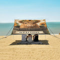 ALAZA A Lovely Highland Cow Baby Sat in an Old Wooden Barrel with Big Flowers on His Head Surrounded by Beach Tent Sun Shelter Portable Canopy Sunshade for Outdoor Camping Picnics Backyard Fun