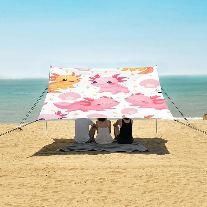 ALAZA Salamander Shell Pattern Beach Tent Sun Shelter Portable Canopy Sunshade for Outdoor Camping Picnics Backyard Fun 10x9 ft