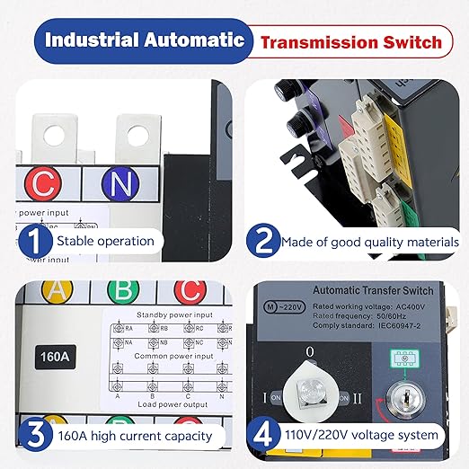 4P 160A Industrial Automatic Transmission Switch ATS AC Generator Set 110V 220V Dual Power Switching Switch