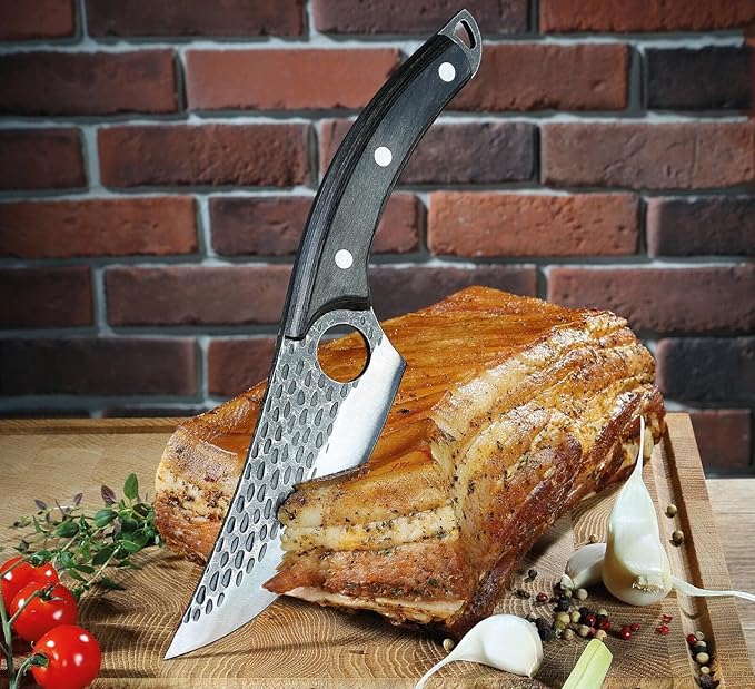 Zassenhaus Ranger Chef's Knife 11-inch Handmade Blade Steel with Hole Pakka Wood Handle with Leather Sheath for The Kitchen or as Outdoor Chef's Boning Chopping Knife