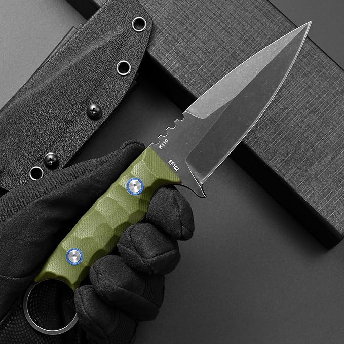 Eafengrow EF152 Fixed Blade Knife K110 Steel Blade G10 Handle Full Tang EDC Tool Knife for Outdoor Working Camping Hiking