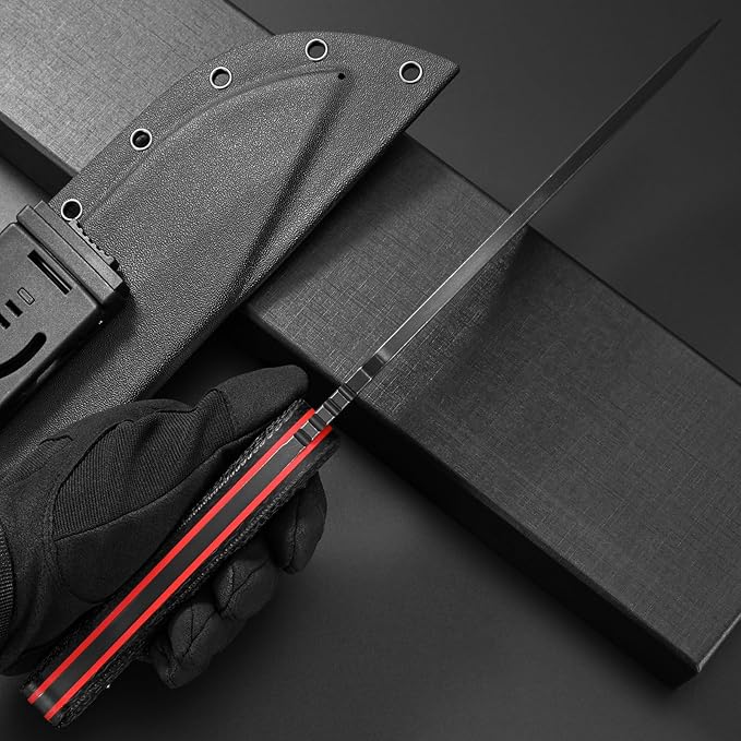 Eafengrow EF159 Fixed Blade Knife AUS-10 Steel Dog Leg shape Blade Micarta Handle Full Tang EDC Tool Straight Knifes for Outdoor Camping Hunting Bushcraft(Black)