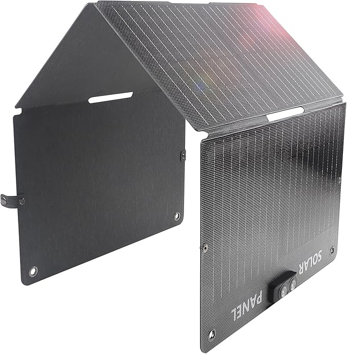 EYONGPV 55W Foldable Solar Panel Charger with Owl-Eye LED USB-C &amp USB-A DC Fast Charging Portable Solar Charger for Camping Hiking RV Outdoor Compatible with iPhone iPad Samsung Galaxy GP
