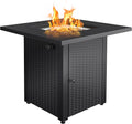 LEGACY HEATING Zeta 1 Propane Fire Pit Table 50000BTU Outdoor Gas Fire Pit 2 in 1 Firepit Table w/Lid Lava Rock ETL Certified 28in Steel Fire Table add Warmth to Parties on Backyard Black