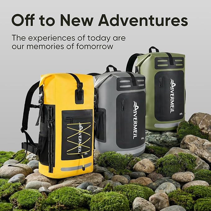 Dry Bag Waterproof Backpack 35L for Men &amp Women Roll-Top Hiking Backpack with IPX8 Waterproof Phone Case &amp Detachable Mini Backpack for Kayaking Boating Cushioned Padded Back Grey