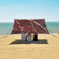 ALAZA Dark Red Marble Gold Veins Beach Tent Sun Shelter Portable Canopy Sunshade for Outdoor Camping Picnics Backyard Fun 10x9 ft