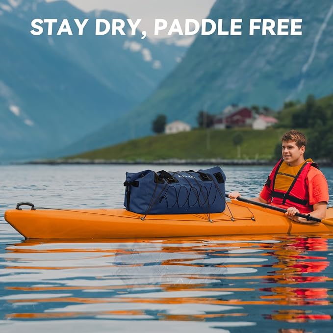 HEETA Waterproof Duffel Bag Motorcycle Dry Bag Backpack 60L/80L Extra Large Rolltop Travel Duffle Bags with Straps &amp Handles for Kayaking Rafting Boating Canoeing Camping Gym Beach Cruise Ship