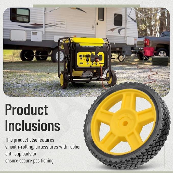 8-Inch Never-Flat Generator Wheel Kit for Predator 4000 6500 8750 Watt Generators Equipped With An Adjustable Handle