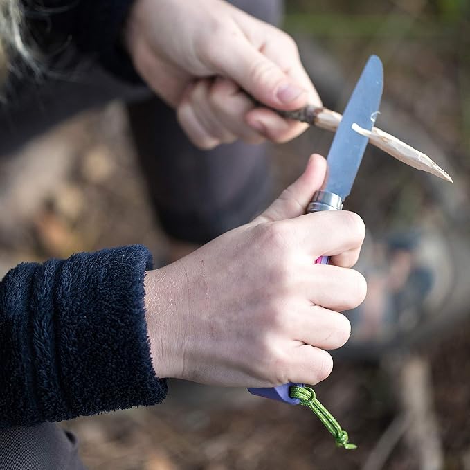 Opinel Outdoor Junior No. 07 Stainless Steel Folding Knife with Safety Rounded Tip Integrated Whistle Made in France