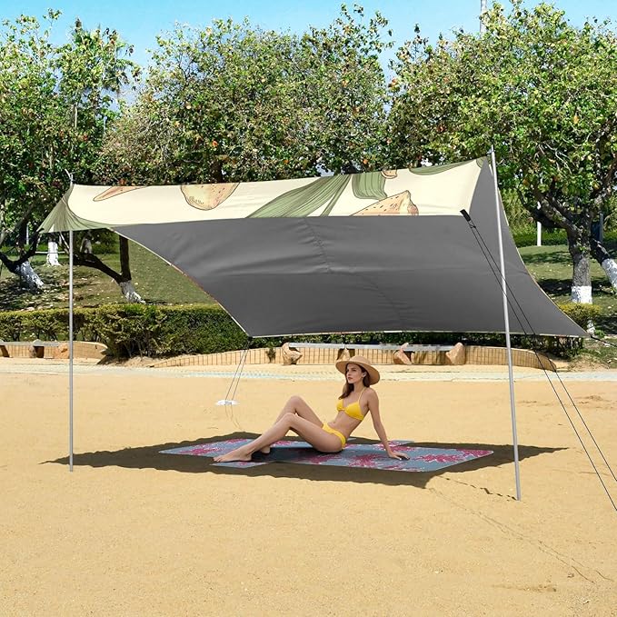 ALAZA Beautiful Lily Summer Floral Beach Tent Sun Shelter Portable Canopy Sunshade for Outdoor Camping Picnics Backyard Fun 10x9 ft
