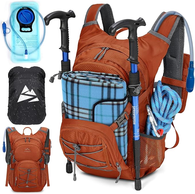 Hydration Backpack with Water Bladder 18L Lightweight Hiking Backpack for Women&ampMen Small Insulated Hydration Water Pack for Hiking Running Cycling Biking