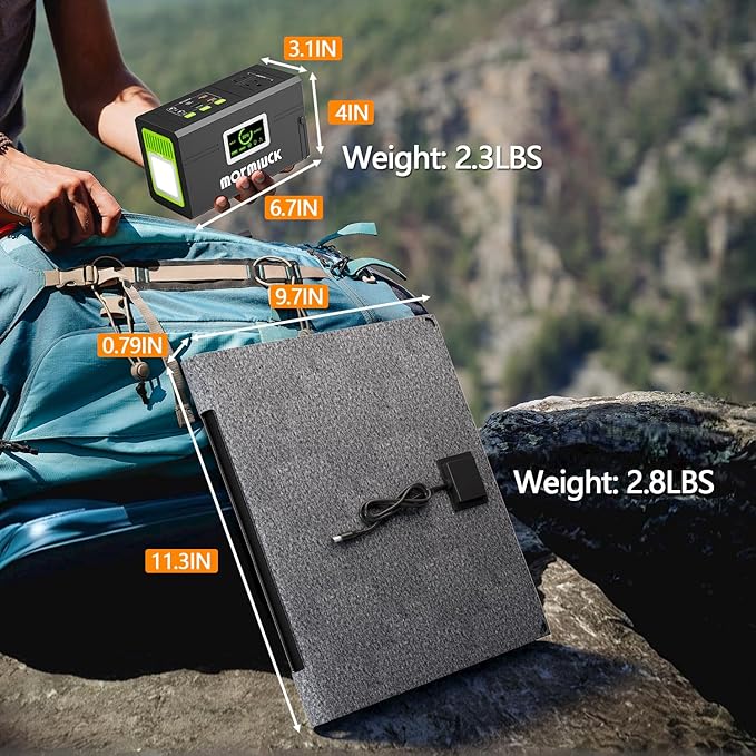 Solar Generator 127W(Peak 200W) 88.8Wh Portable Power Station with 30W Solar Panel 110V Lithium Battery Pack with Ac Outlet Soalr Powered Generator for HomeCamping