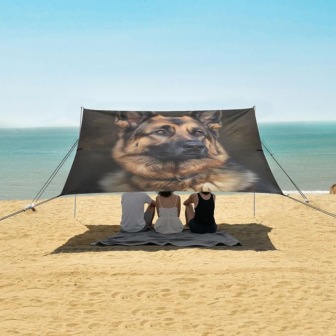 ALAZA German Shepherd Dog Art Beach Tent Sun Shelter Portable Canopy Sunshade for Outdoor Camping Picnics Backyard Fun 10x9 ft