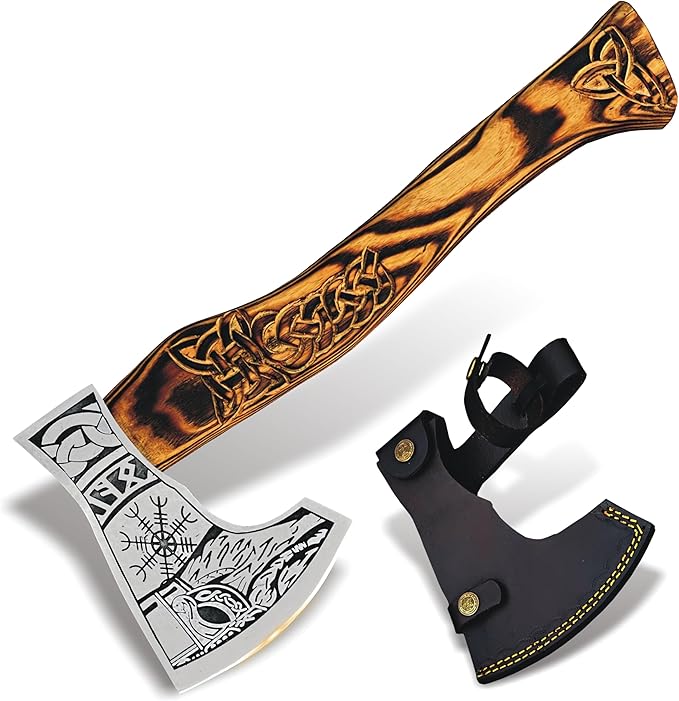 Handmade Stainless Steel Hatchet Axe Ergonomic Wooden Handle Perfect for Camping Outdoor Chopping