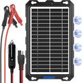 POWOXI-9W-Solar-Battery-Trickle-Charger-Maintainer -12V Portable Waterproof Solar Panel Trickle Charging Kit for Car Motorcycle Boat Marine RV Trailer Powersports Snowmobile etc.